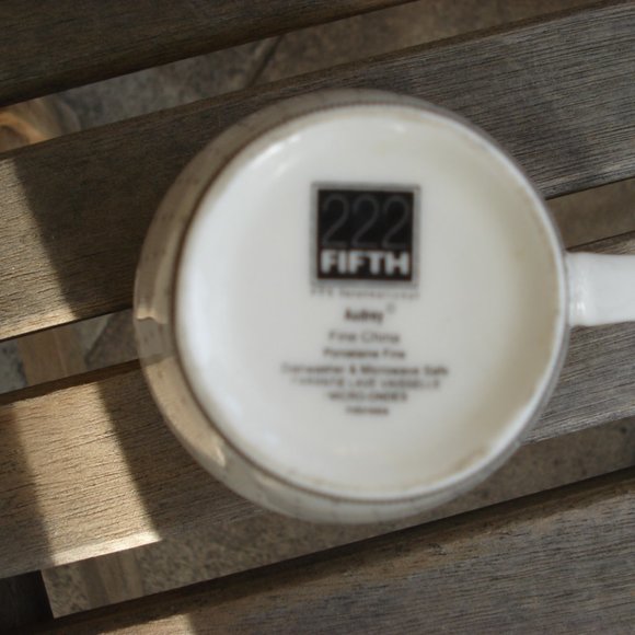 222 FIFTH AUDREY BLACK & WHITE POLKA DOTS PORCELAIN COFFEE CUP - Picture 5 of 5